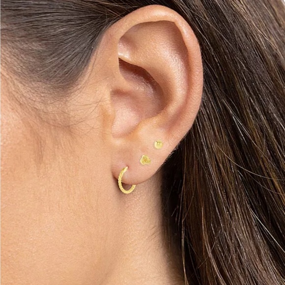 NWT Macy’s Polished Stud & Hoop Earrings Set 18k Gold over Sterling Silver - Picture 2 of 8